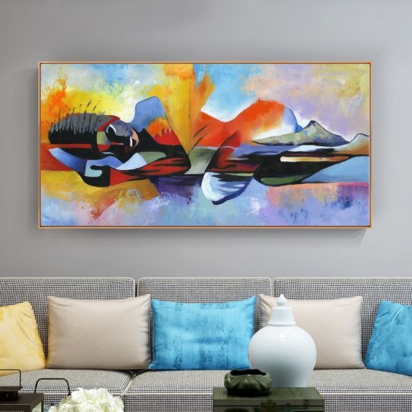 

larger size colorful lord buddha abstract oil painting religious posters prints buddhist wall art pictures for living room home decoration