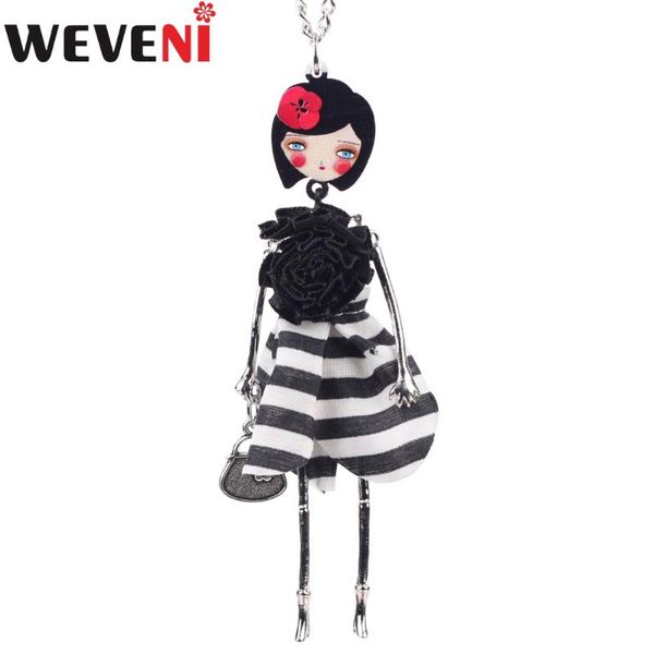 

weveni original yarn dress doll girl necklace pendants long chain collar handmade trendy jewelry wholesale for women, Silver