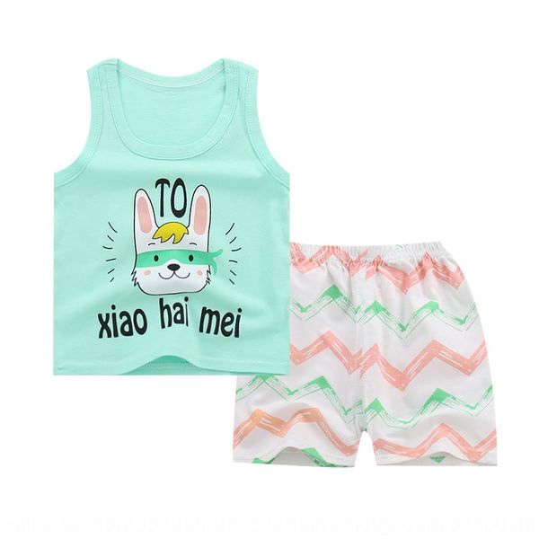 

men's set two-piece set 2020 new summer baby children's summer sleeveless baby clothes 1-3-5 years vest vest old, Blue