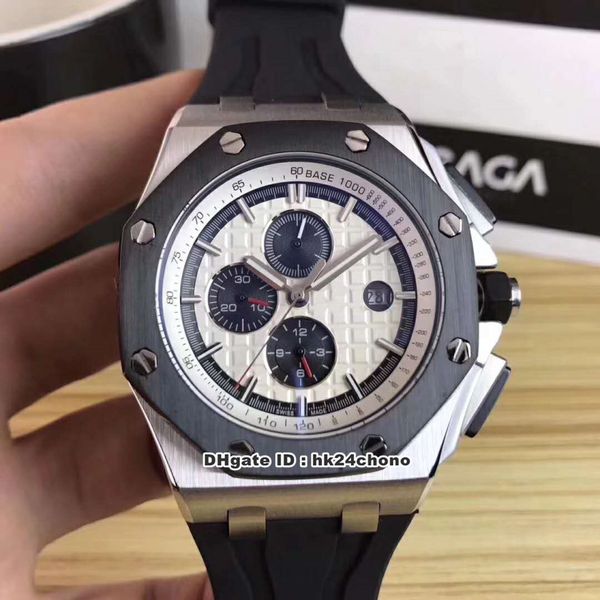 

7 styles 44mm stainless steel automatic mens watch 26400so.oo.a002ca.01 white dial rubber strap gents sport watches, Slivery;brown