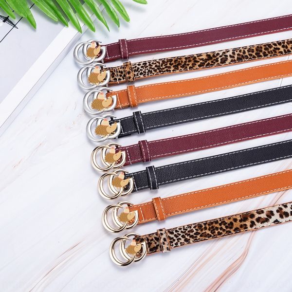 

20 new internet celebrity boutique student g women's network celebrity double g children's thin belt all-match belt, Black