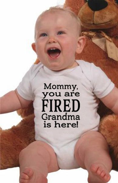 

mommy you are fired grandma is here newborn cute baby girl cotton clothing baby bodysuits girls jumpsuit casual onesie wear, Blue