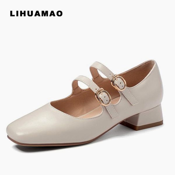 

lihuamao мэри джейн обувь для женщин толщиной пятки квадратный носок лодыжки ремень женщин насосы работа партия танцы свадебные туфли, Black