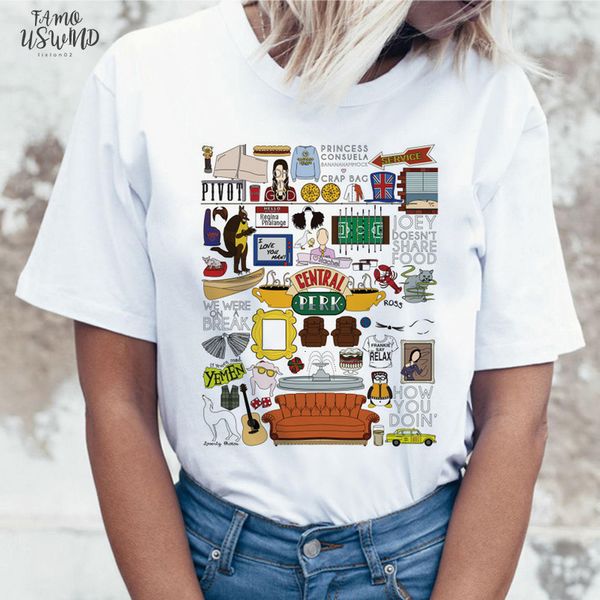 

friends tv show t shirt tshirt tee shirt women female femme ulzzang t shirt harajuku casual cap sleeve vintage printing funny, White