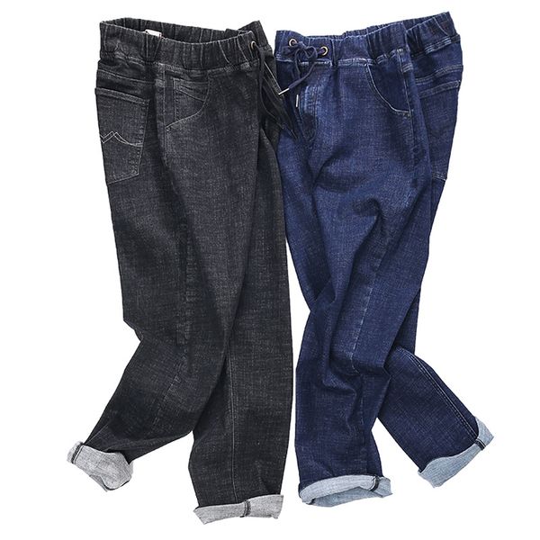 

men's jeans arrival autumn tether elastic waist men loose casual cotton mens super large plus size 34 36 38 40 42 46 48 50 52, Blue