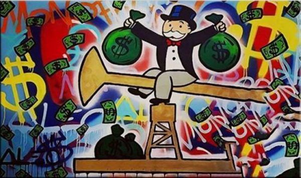 

alec monopoly graffiti art oil money home decor handpainted &hd print oil painting on canvas wall art canvas pictures 1195