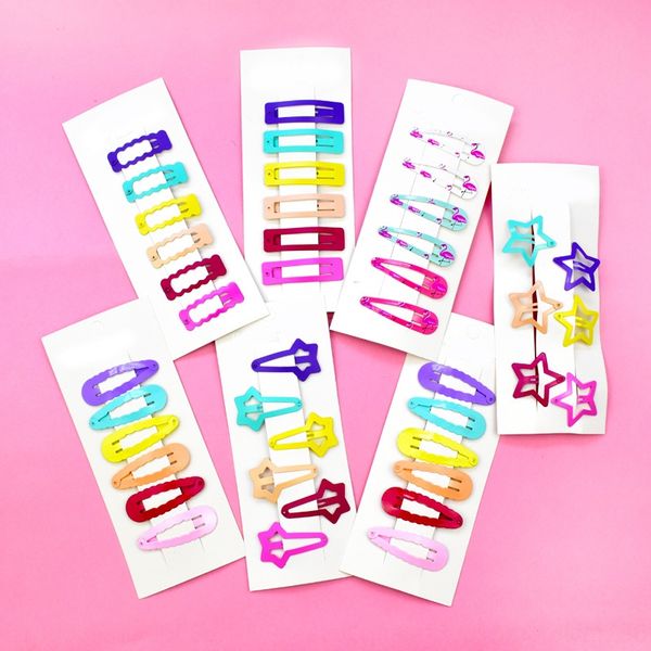 

japanese and korean chiya girl heart paint bb candy candy cute five-pointed star children's hair side clip bangs clip, Slivery;white
