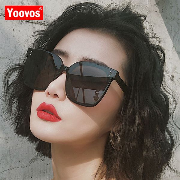 

yoovos fashion sunglasses women classic oversized square women sunglasses 2020 design mirror gafas, White;black