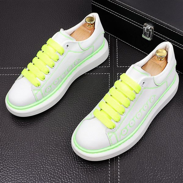 

2020 new fashion men trend cute white showy causal loafers flat platform shoes sneakers male hip-hop board for zapatos hombre, Black