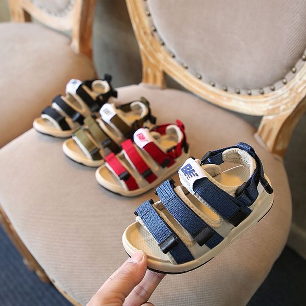 

children's korean style girls' boys' casual ribbon baby beach shoes summer sandals and sandals children's shoes fashion, Black;red