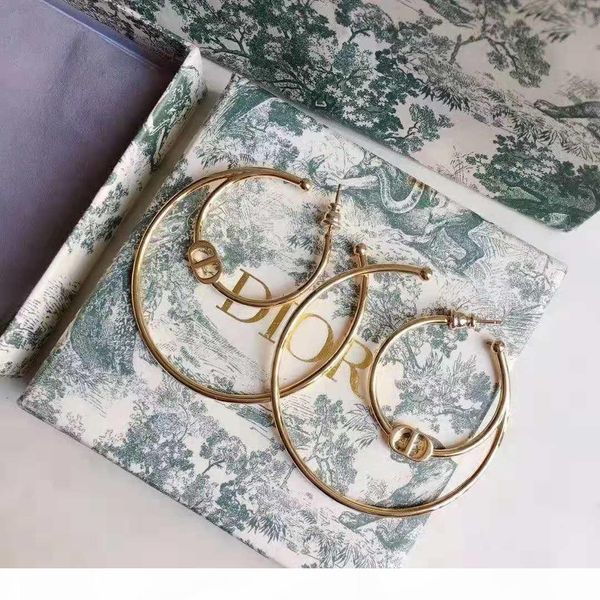 

e the new classic alphabet earrings are selling like cakes brass s925 silver needle double ring simple fashion earrings, Golden;silver