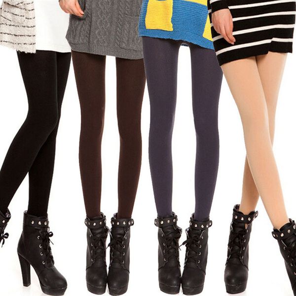 

2020 women spring autumn velvet leggings pants high elastic solid skinny warm legging female slim bottoming leggings trousers, Black