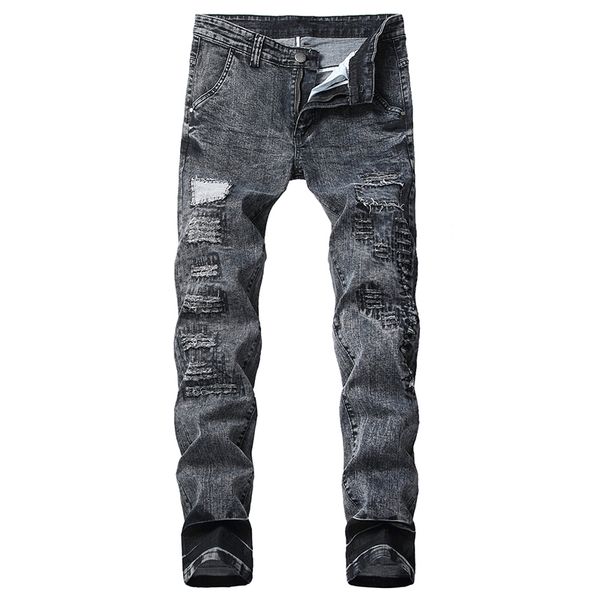 

2020 men brand designer denim jean trousers straight pants homme pleated motorcycle fashion brand jeans trousers man, Blue