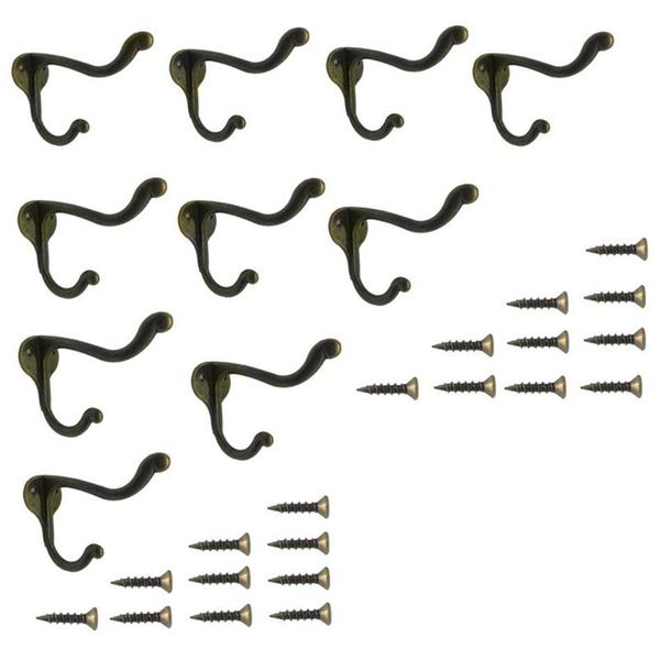 

robe hooks 10 pcs vintage bronze single coat wall mounted hat towel clothes hangers for bath kitchen garage heavy duty w