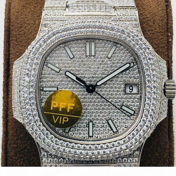 pff plant automatic mechanical movement cal.324sc watch 40mm18k platinum swarovski sapphire double-sided crystal mirror super luminous, Slivery;brown