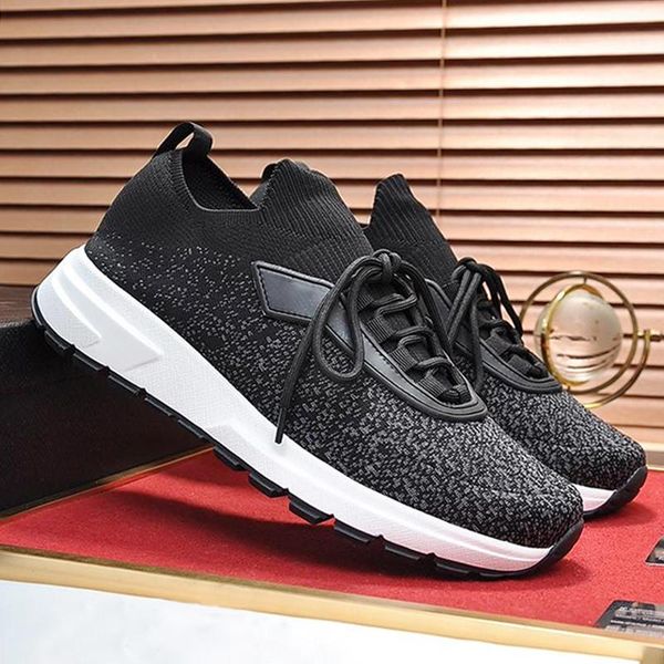 

men shoes breathable lace -up casual luxury sneakers plus size trainers zapatos de hombre prax 01 knit fabric sneakers drop shi, Black