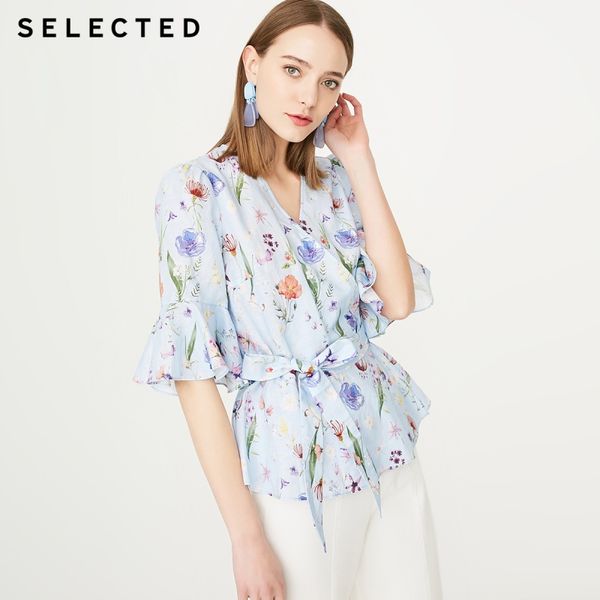 

selected women's summer cotton & linen printed lace-up s|419204507, White