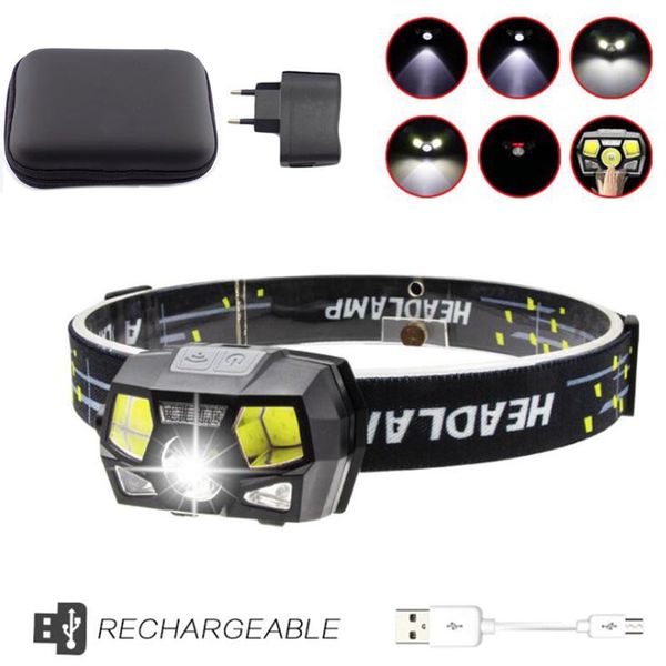 

high powerful xpe xpg led mini headlamp sensor head lamp torches light headlight waterproof usb rechargeable battery