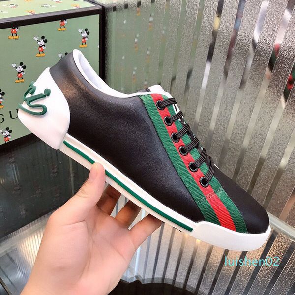 

2020 mens womens designer tennis sneaker with web green and red in cotton luxury fashion casual trainer designer shoes for men l02, Black