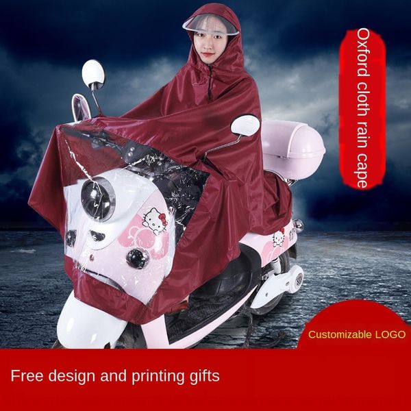 

awk8q electric motorcycle raincoat riding outdoor thickened oxford cloth poncho self-driving battery motorcycle bicycle bicycle car ra, Black
