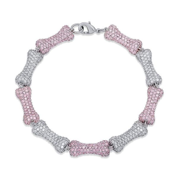 

hip hop 9mm cubic zircon bracelet ice out zircon bone chain necklace for men women party jewelry, Black