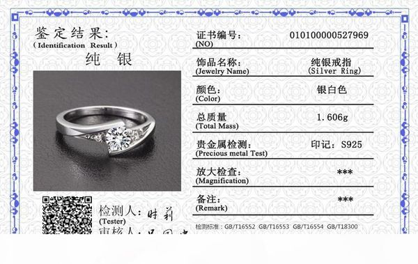 

k send silver certificate full size original solid 925 silver rings set 0 .5 carat cz diamant wedding rings jewelry for women 5036, Slivery;golden