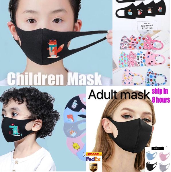 Individueel pakket kinderen Volwassen Designer gezichtsmasker ijszijde beschermende kpop Herbruikbare Wasbare kinderen Stoffen maskers Zwarte Mascherine groothandel