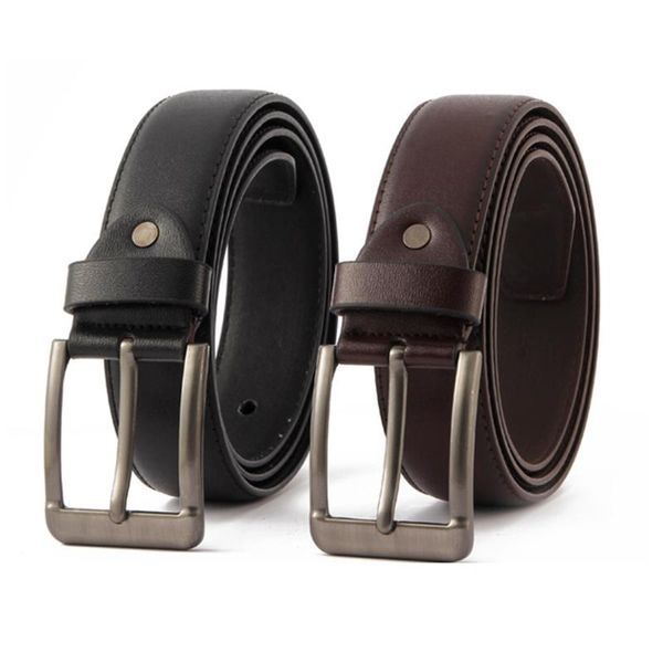 

casual formal mens leather alloy pin buckle waist strap belt waistband, Black;brown