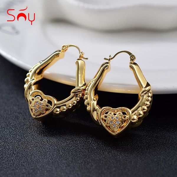 

sunny jewelry fashion jewelry 2020 new design hoop earrings for women zircon exquisite heart earrings, Golden;silver