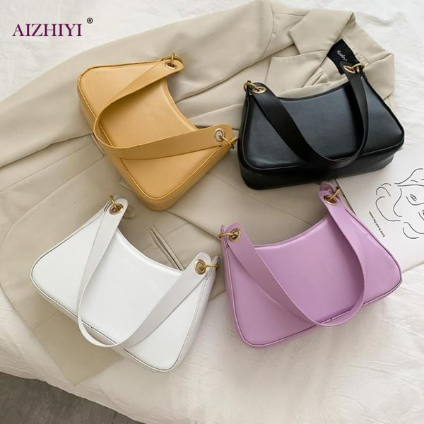 

solid pu leather women handbag tote casual wide strap shoulder underarm bag