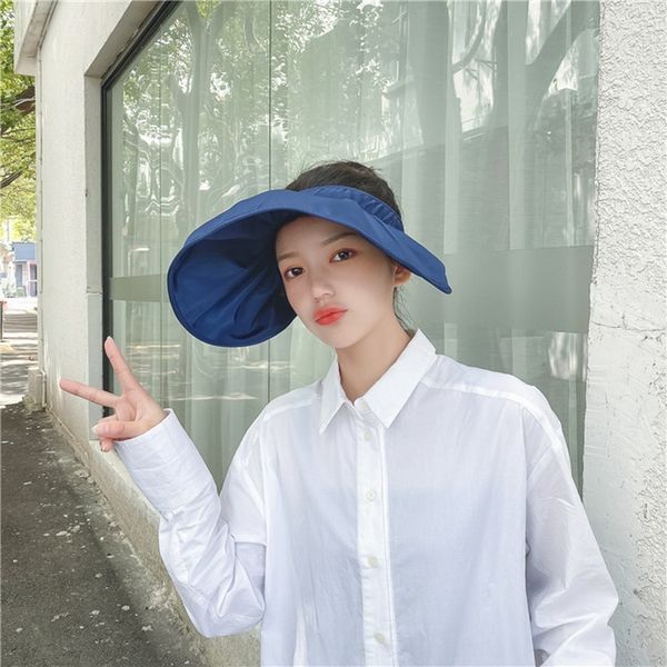 

big brim empty sun women's net red travel sunshade hat korean all-match uv-proof sun hat, Blue;gray