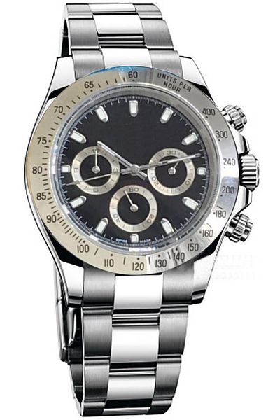 

wristwatches high-quality men's watch, automatic mechanical movement, stainless steel white steel strap case, black dial, folding clasp, Slivery;brown