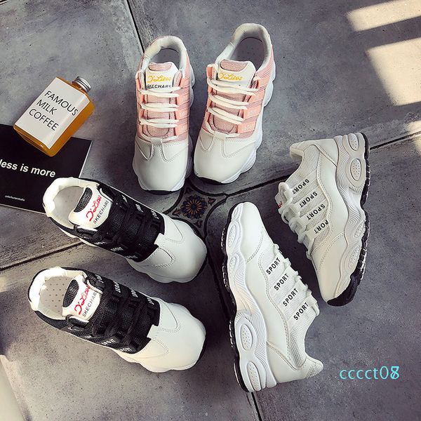 

spring autumn new leather mesh sport women platform flat comfortable women's shoes breathable platform shoes z1-53 ct08
