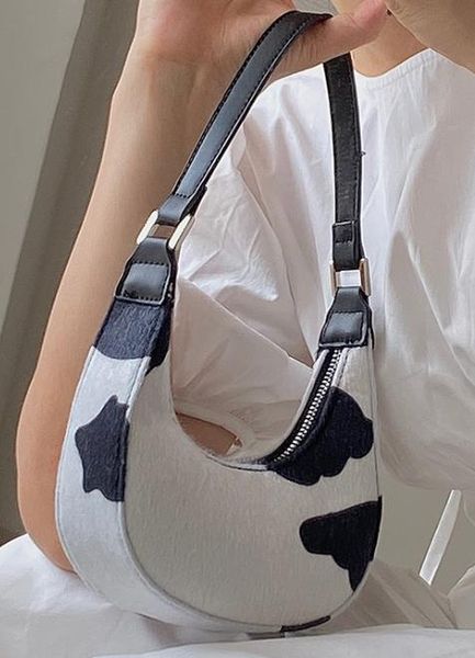

design mini cow pattern crescent bag 2020 new fashion one-shoulder underarm bag portable messenger bag