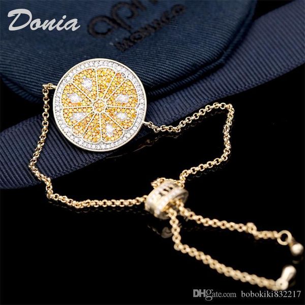 

donia jewelry party european and american fashion home classic orange micro inlaid zirconia bracelet women's bracelet birthday, Black
