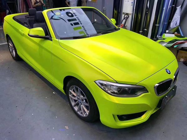 Pearl Matte Metallic Fluorescent Yellow Vinyl Film Car Fail