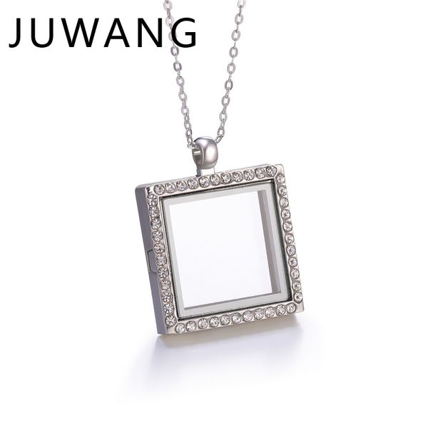 

trendy statement necklace glass p frame memory locket can open locket necklace pendant for women girl jewelry gift, Silver