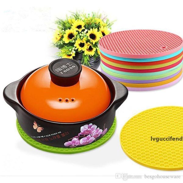 

kitchen round silicone non-slip plate pad heat resistant insulation pot table mats holder coaster cushion placemat pot table placemat bh0169