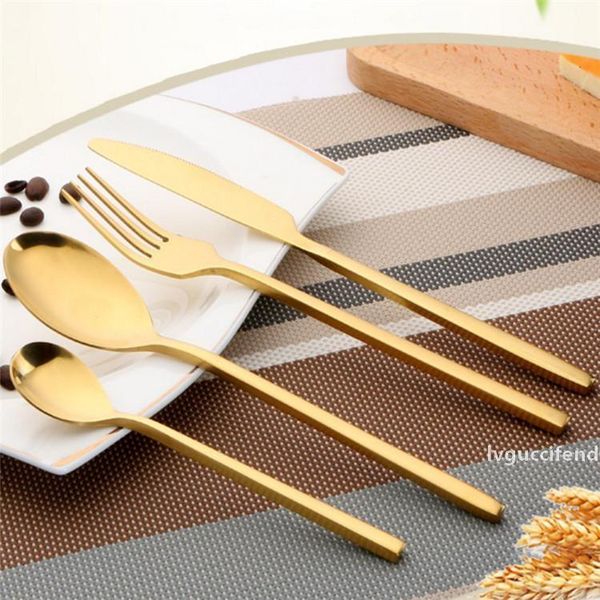 

new design glossy golden cutlery set, wedding use rose gold flatware set, shiny black flatware set
