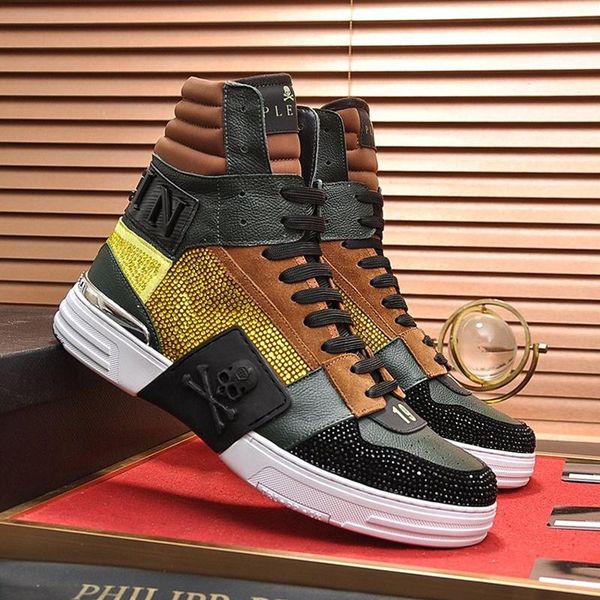 

new arrival mens shoes comfortable lightweight luxury footwears high sneakers lace-up plus size sports men shoes herren sportschuhe, Black