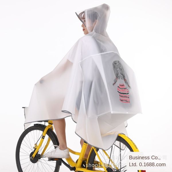 

raincoat single male and cloak bicycle female students bicycle cycling transparent poncho waterproof reflective backpack, Red;brown