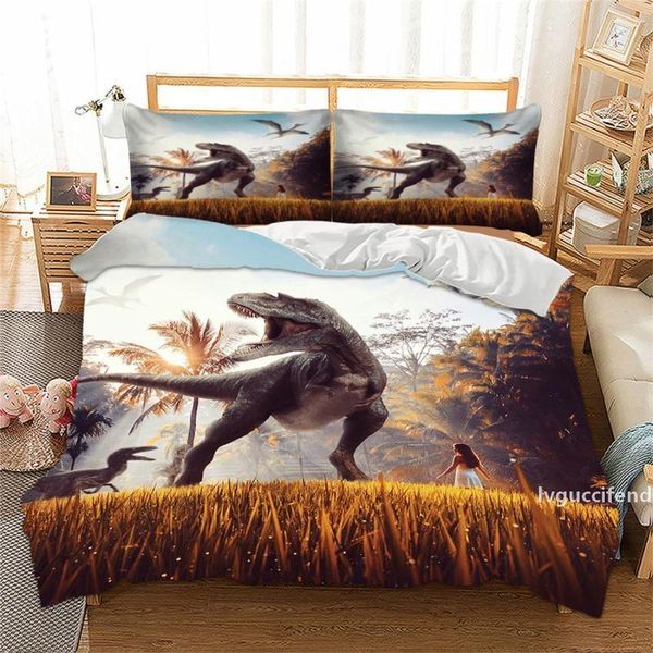 

jurassic dinasaur digital art bedding set king  double full twin single size bed linen set