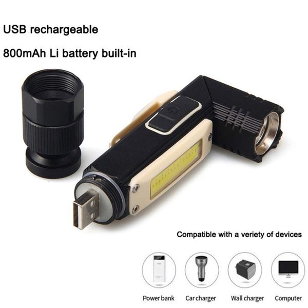 

portable 90° corner multi-function folding work light usb charging f3mc