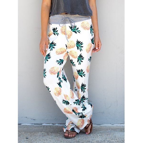 

print sleep bottom women cotton pant pajamas soft slip summer long pants drawstring big size casual 2020 fashion homewear, Black;red