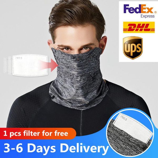 

US STOCK DHL Ship,Cycling Face Mask with PM2.5 Filter Scarf Bandanas Anti Dust Outdoors Sports Fishing Running Sunscreen Headbands FY6086