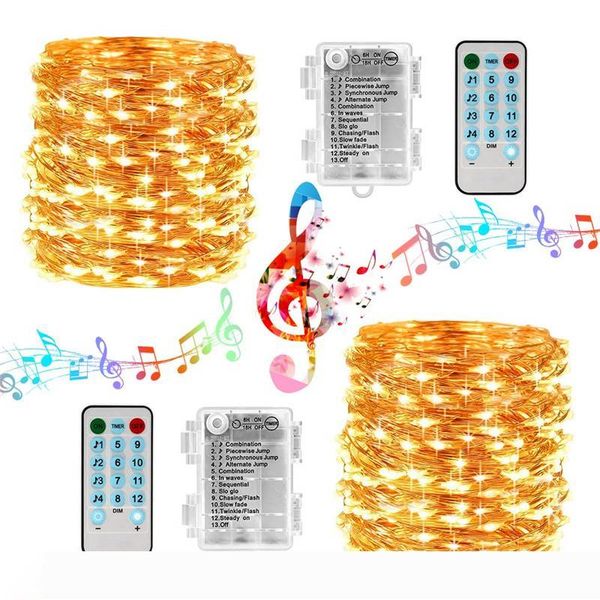 

sound activated led music string light 10m 12mode waterproof copper wire twinkle light for party christmas wedding decor