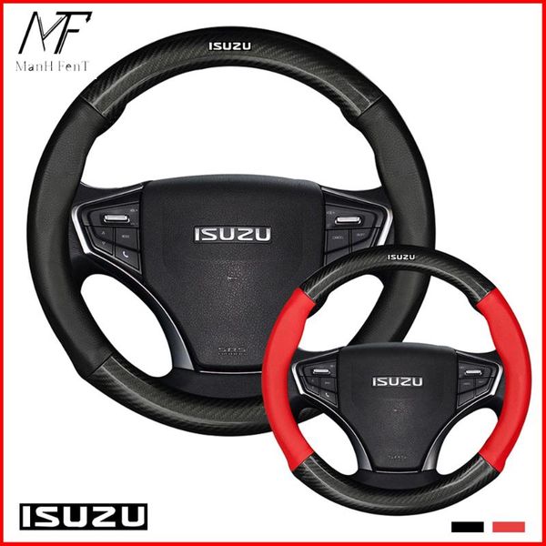 

manh fent carbon fiber cow leather car steering wheel cover for isuzu d max trooper rodeo mux ertiga apv ignis edition sx4