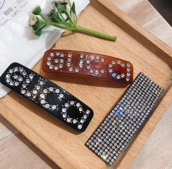 

ins temperament leopard rhinestone hair clips letters full diamond bangs clip bb clip hairpin korean hair accessories, Gray