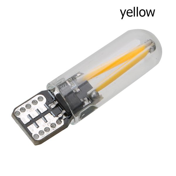 

car yellow amber t10 cob w5w car interior led wedge 192 168 2825 w5w 194 259 door instrument side bulb license plate light glass shell 12v