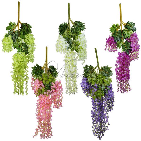 

24pcs/lot 105cm silk wisteria artificial hanging flowers hanging fake flower for wedding party home garden decoration